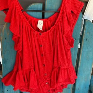 FREE PEOPLE Red Flow Top